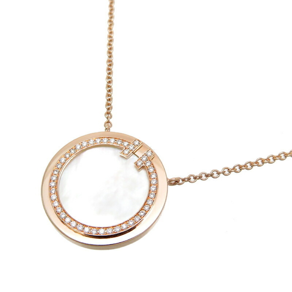 Tiffany T Two Circle Diamond Pendant Necklace Pink Gold